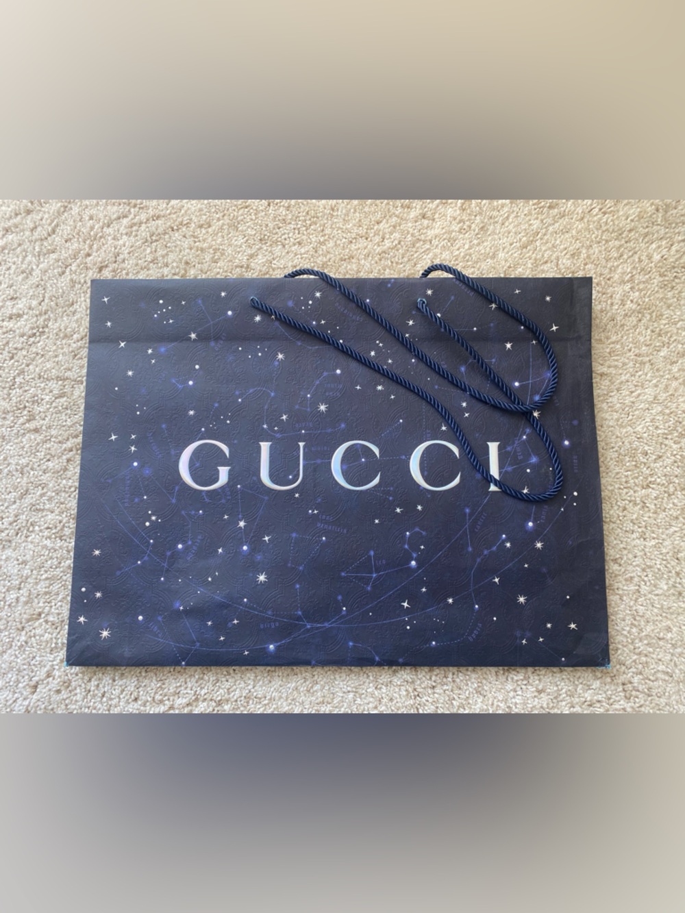 Gucci Navy Constellation Print Shopping Bag